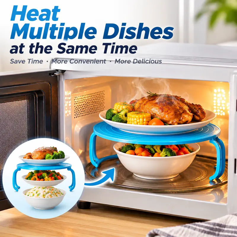 Microwave Multipurpose 4 in 1 Tray Stand Rack Splatter Guard Carry Tray Stacking Shelf 🥣