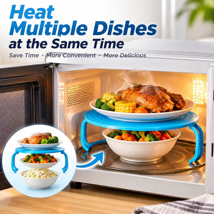 Microwave Multipurpose 4 in 1 Tray Stand Rack Splatter Guard Carry Tray Stacking Shelf 🥣