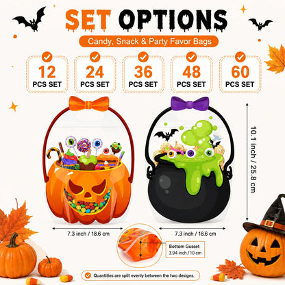 Halloween Plastic Goodie Bags, Trick or Treat Candy Bags 🎃