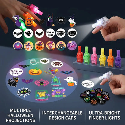 12PCS Halloween Finger Projector Rings, LED Light-Up Finger Toys🔦🎃