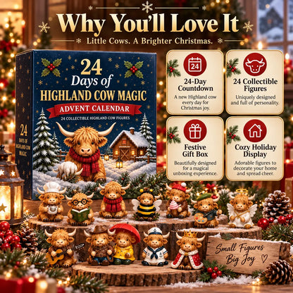 24-Day Highland Cow Advent Calendar - Christmas Countdown Gift Box 🐄🎁
