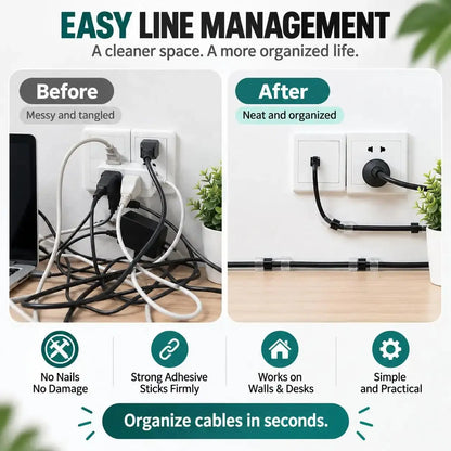 40Pcs Self-Adhesive Cable Clips, Space-Saving Wire Cord Organizer