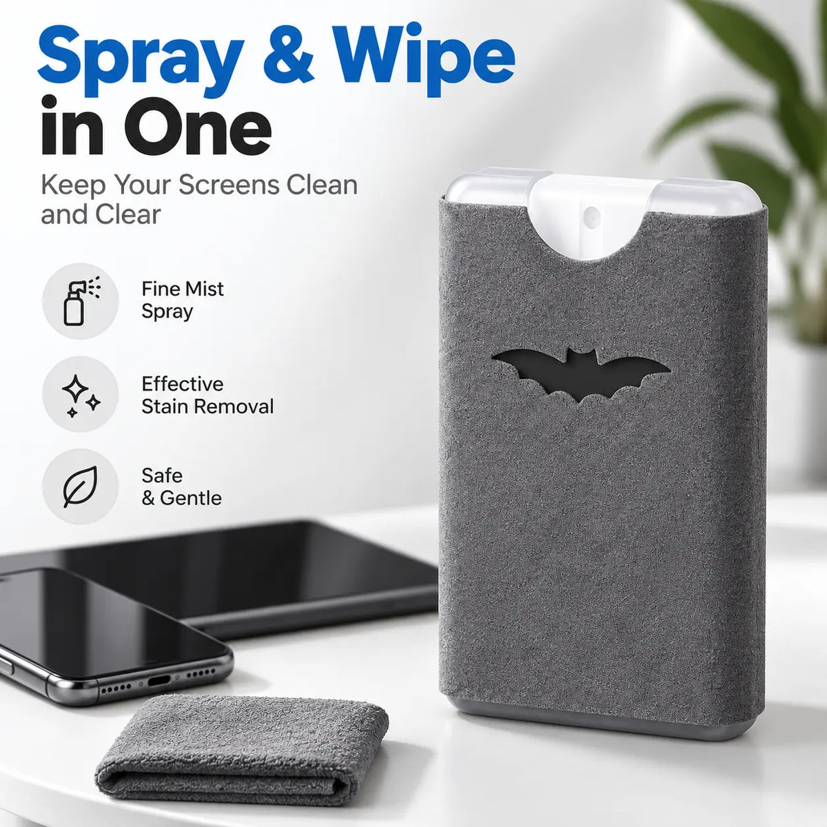Portable Screen Cleaner Spray with Microfiber Cloth, Nano Streak-Free Cleaning 🧼