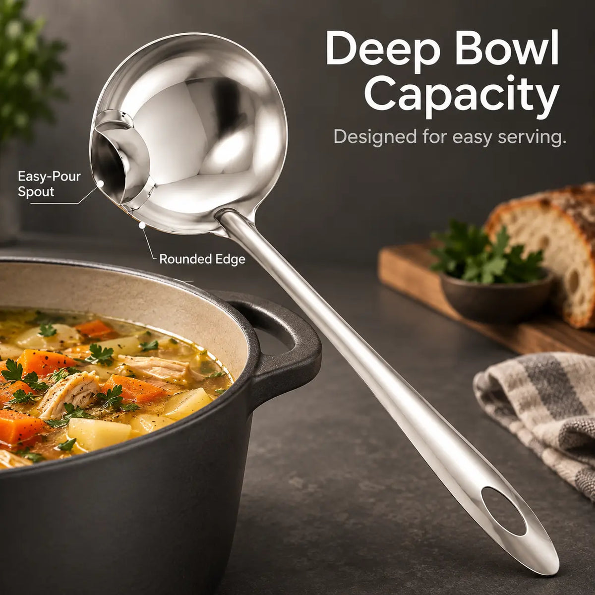 2 Count Stainless Steel Oil Separator Ladle, Mirror Polished Surface 🥄