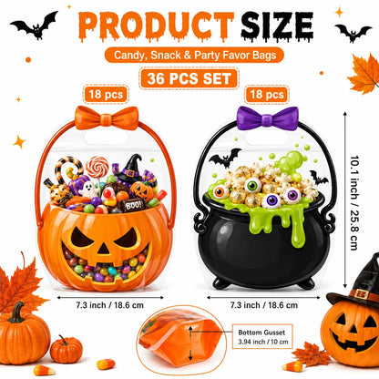 Halloween Plastic Goodie Bags, Trick or Treat Candy Bags 🎃