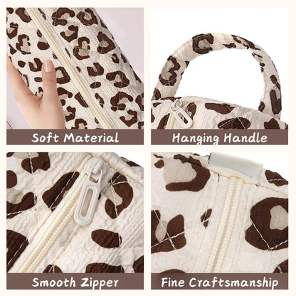 Quilted Multi‑Purpose Storage Bag, Portable Zipper Cosmetic Makeup Pouch with Handle 🧳