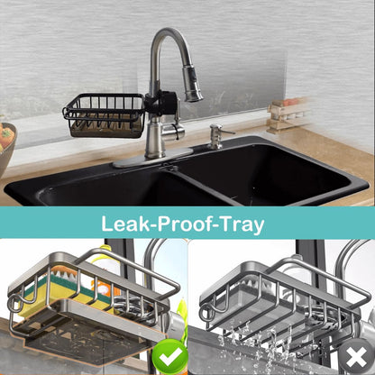 Sink Organizer Rack, Stainless Steel Hanging Faucet Drain Rack with Drip Tray🧽
