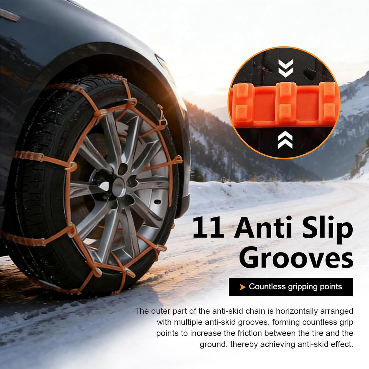 10 Packs Winter Car Snow Chains Universal Anti-Skid Tire Chains for Car & Motorcycle Emergency Tyre Grip Accessory🚗