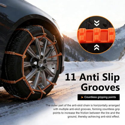 10 Packs Winter Car Snow Chains Universal Anti-Skid Tire Chains for Car & Motorcycle Emergency Tyre Grip Accessory🚗