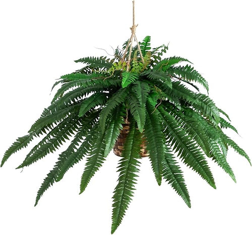 Faux Hanging Boston Fern 🌿, No Watering Artificial Foliage, Easy Decor For Patio