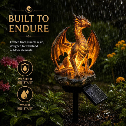 Solar Dragon Garden Statue Light, Resin Figurine Outdoor Path Lamp 🐉