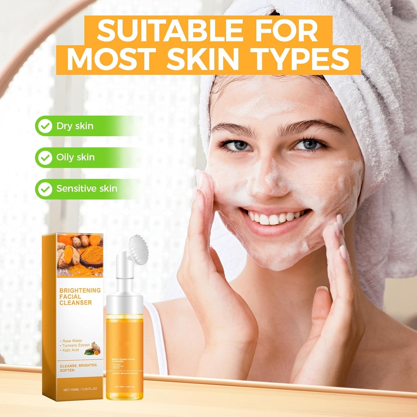 Deep cleansing Turmeric Brightening Facial SkincareCleanser, Comfort Deep Cleansing🧴