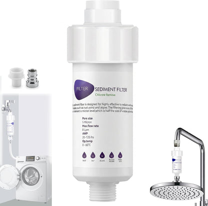 5 Micron PP Water Filter, Reduce Rust & Chlorine with Quick Connect Adapter for Washing Machine 💦
