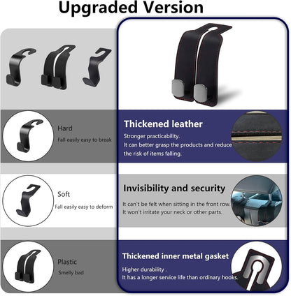 4 Counts Car Seat Headrest Hook, Improved Car Seat Back Double Hooks 🚗