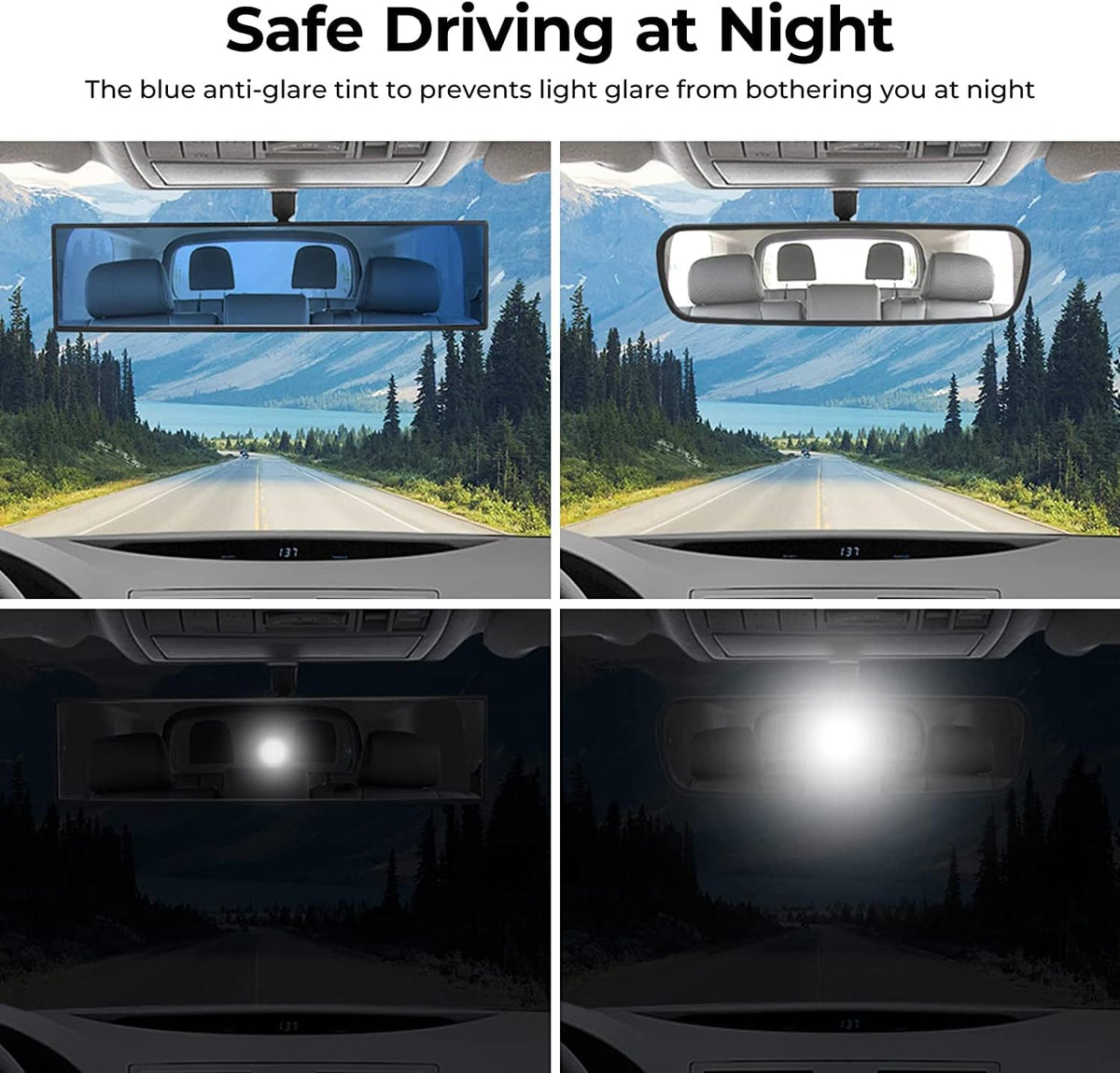 12-Inch HD Convex Panoramic Rearview Mirror, Clip-On Car Interior Mirror with Anti-Slip Clips 🚗