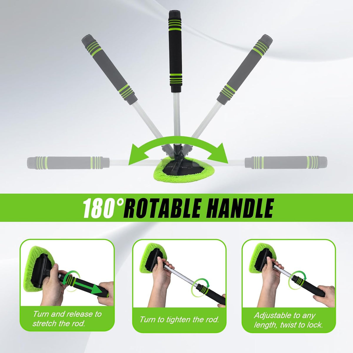 9PCS Car Window Cleaner Kit Extendable Handle Windshield Cleaning Tool 🚗