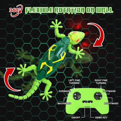 Wall Crawler Gecko, Remote Control Toy, Electric Lizard Toy with LED Glowing Eyes🦎