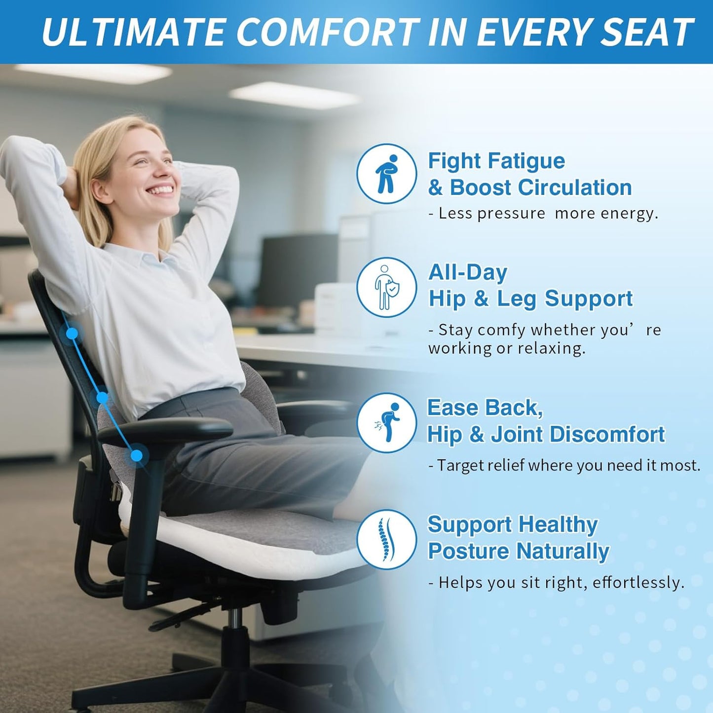 Non-Slip Memory Foam Ergonomic Seat Cushion, Skin-Friendly Breathable Mesh Cover🪑