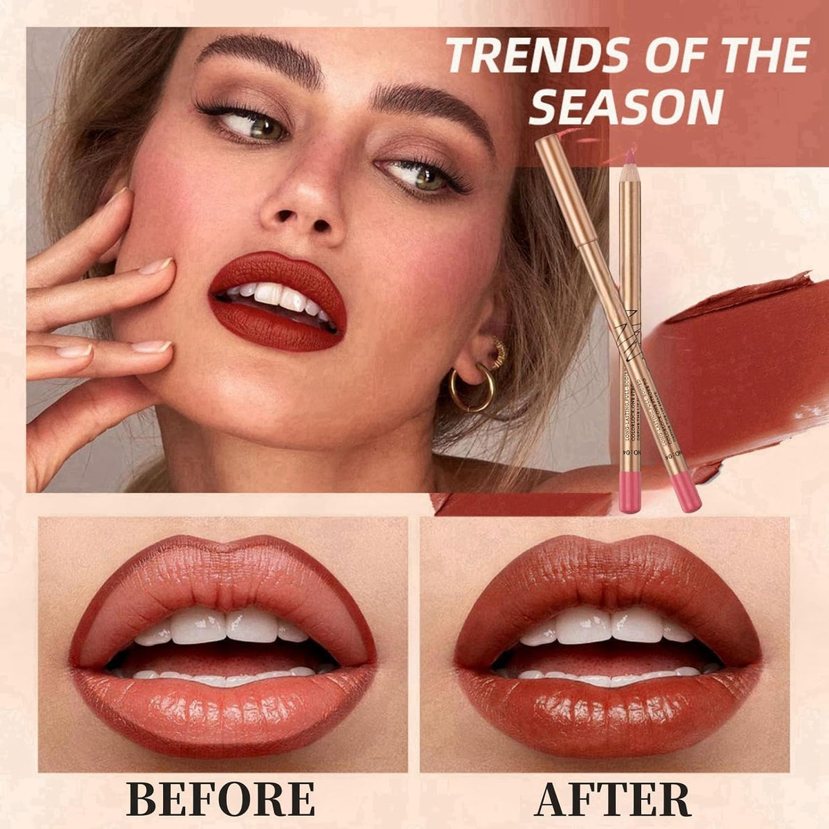 12 Pcs Matte Lip Liner Set with Sharpener, Blendable Lip Pencil 💄