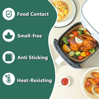 100Pcs Parchment Paper,Air Fryer Paper Liners, Air Fryer Liners Disposable for Microwave 📜