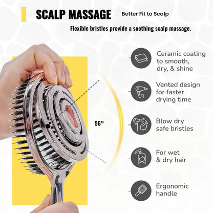Anti-Static Hollow Round Bristle Brush - Massaging Design for Enhanced Volume 💆
