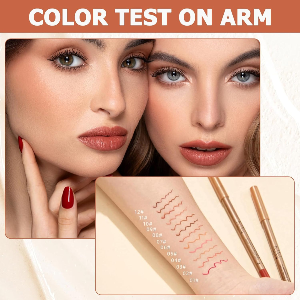 12 Pcs Matte Lip Liner Set with Sharpener, Blendable Lip Pencil 💄