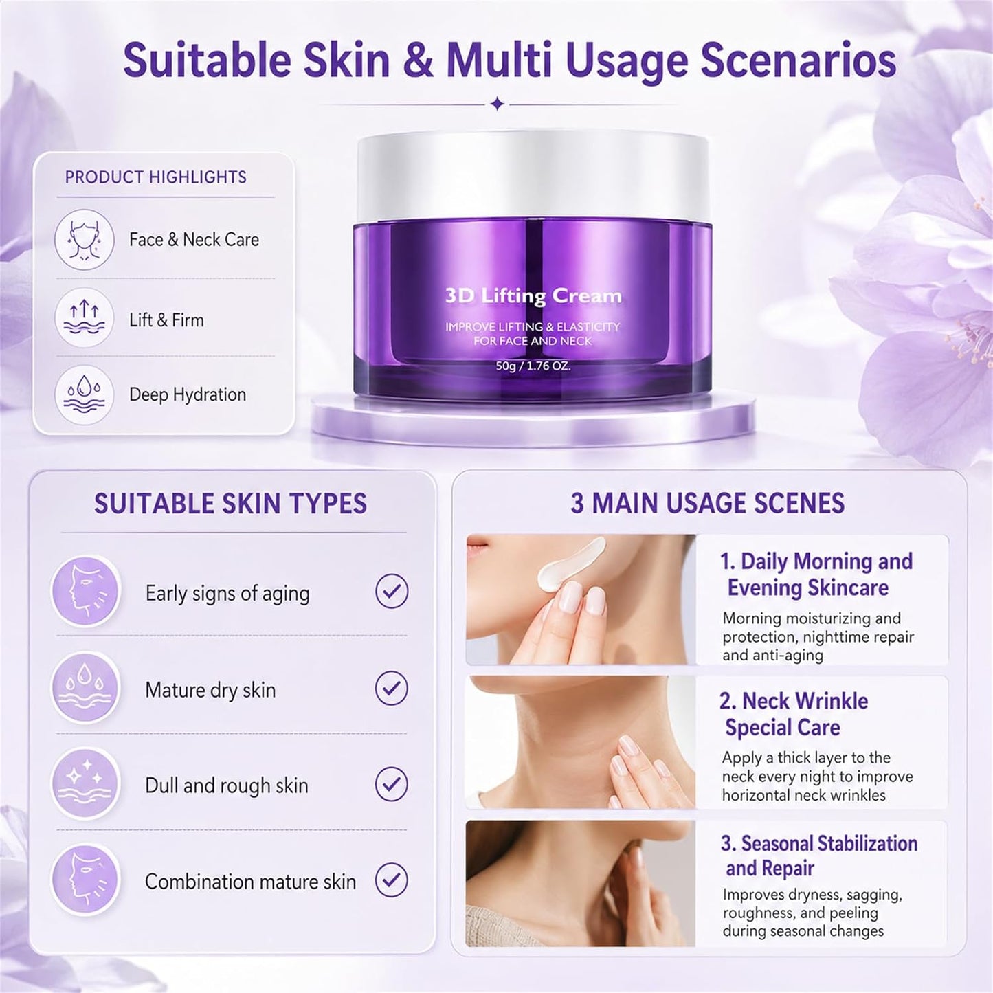 2026 3D Lifting Cream 1.7 fl oz | Advanced Korean Facial Night Cream💜