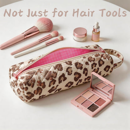 Quilted Multi‑Purpose Storage Bag, Portable Zipper Cosmetic Makeup Pouch with Handle 🧳