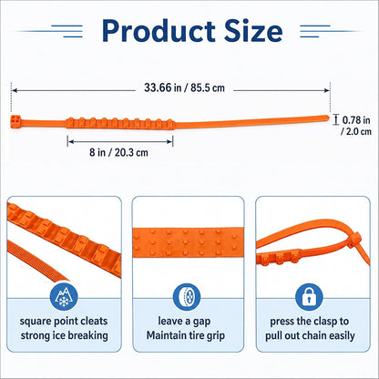 10 Packs Winter Car Snow Chains Universal Anti-Skid Tire Chains for Car & Motorcycle Emergency Tyre Grip Accessory🚗
