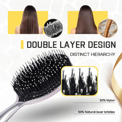 Anti-Static Hollow Round Bristle Brush - Massaging Design for Enhanced Volume 💆