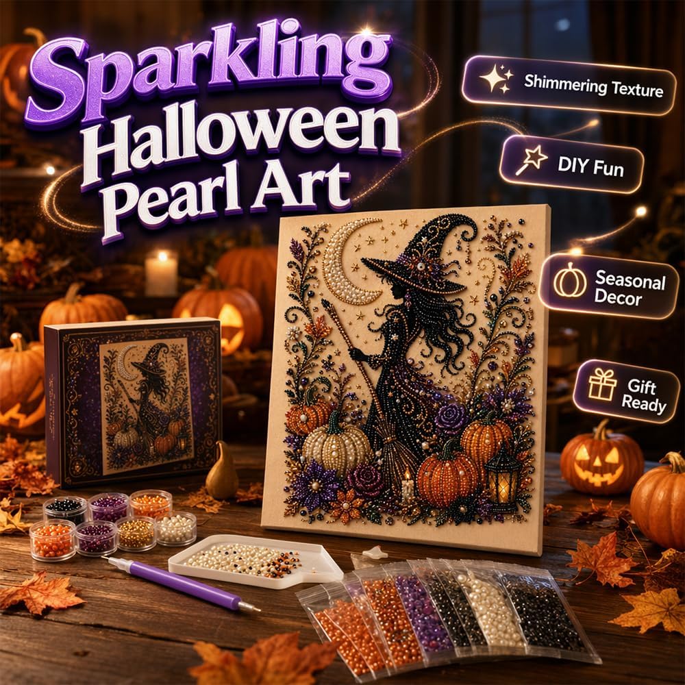 👻✨ Halloween Pearl Art DIY Kit – Turn Tiny Pearls into Spooky-Cute Magic