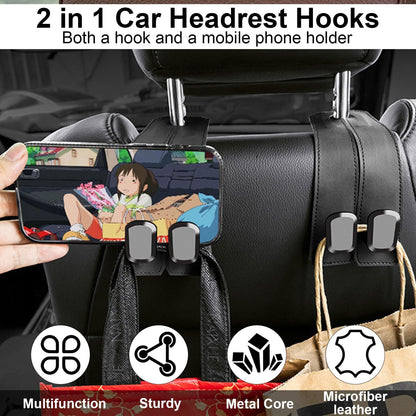 4 Counts Car Seat Headrest Hook, Improved Car Seat Back Double Hooks 🚗