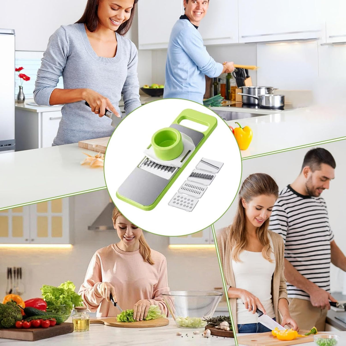 The Perfect Kitchen Gift: 5-in-1 Vegetable Cutter & Cheese Grater with Safety Features - Stainless Steel✨