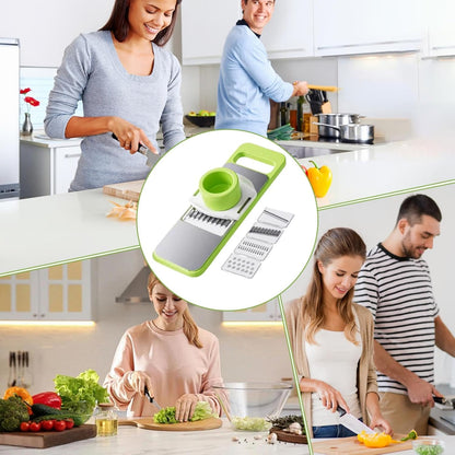 The Perfect Kitchen Gift: 5-in-1 Vegetable Cutter & Cheese Grater with Safety Features - Stainless Steel✨