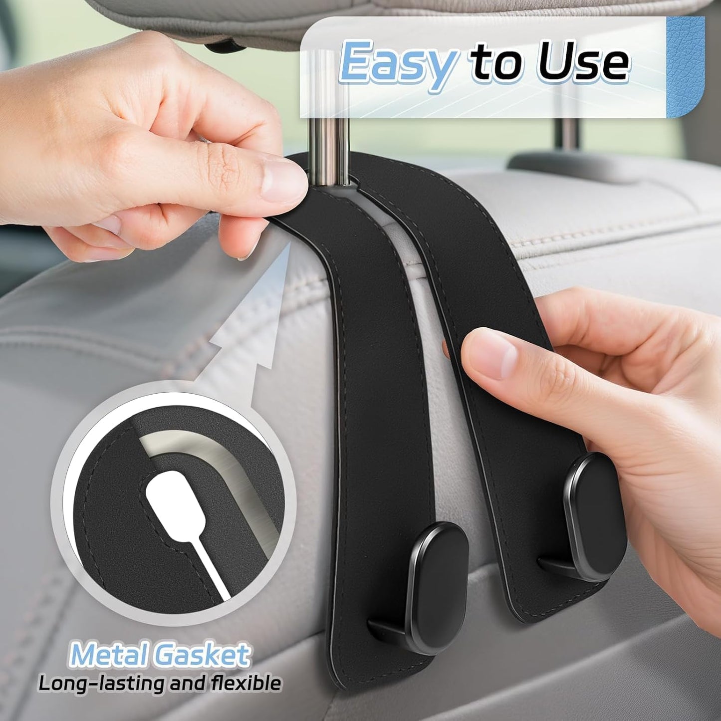 4 Counts Car Seat Headrest Hook, Improved Car Seat Back Double Hooks 🚗