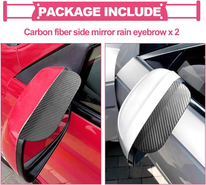 2PCS Car Side Mirror Rain Guards - Carbon Look ABS Visor Covers with Adhesive Tape 🚗