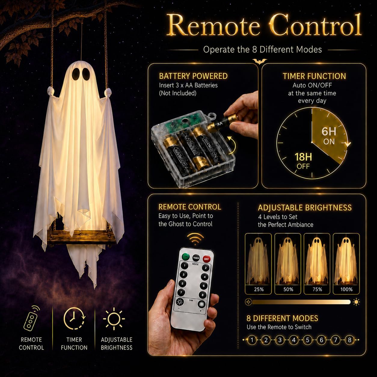 Halloween Decorations Outdoor Pre-Assembled Hanging Swing Ghost👻
