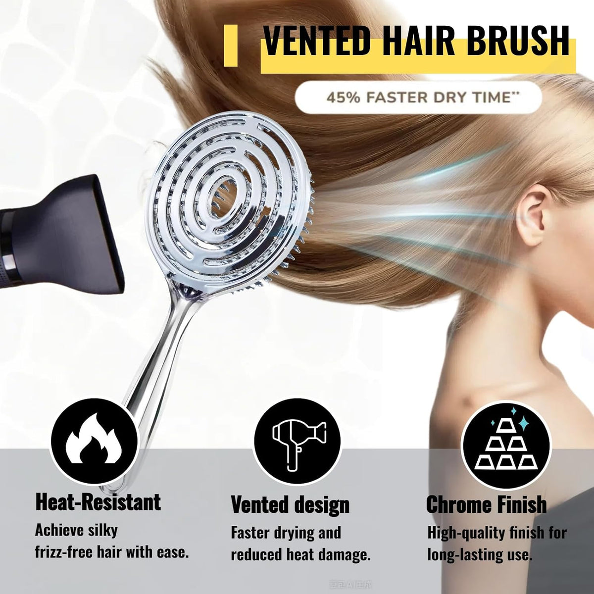 Anti-Static Hollow Round Bristle Brush - Massaging Design for Enhanced Volume 💆