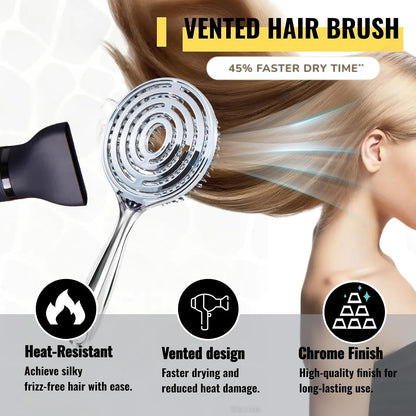 Anti-Static Hollow Round Bristle Brush - Massaging Design for Enhanced Volume 💆