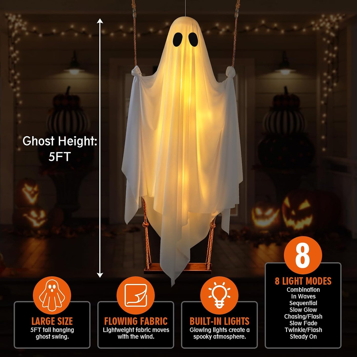 Halloween Decorations Outdoor Pre-Assembled Hanging Swing Ghost👻