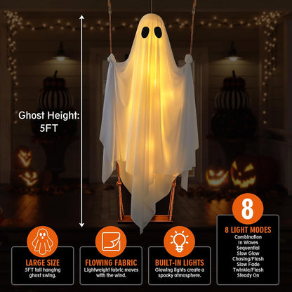 Halloween Decorations Outdoor Pre-Assembled Hanging Swing Ghost👻