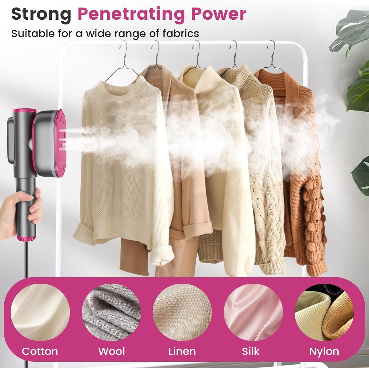 Portable Travel Garment Steamer for Clothes, Portable Clothing Steamer Iron, 7 Modes with LED Display ✨