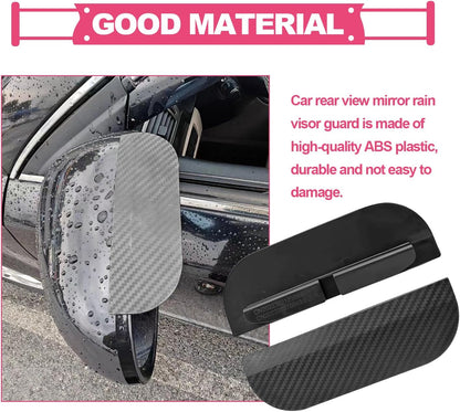 2PCS Car Side Mirror Rain Guards - Carbon Look ABS Visor Covers with Adhesive Tape 🚗