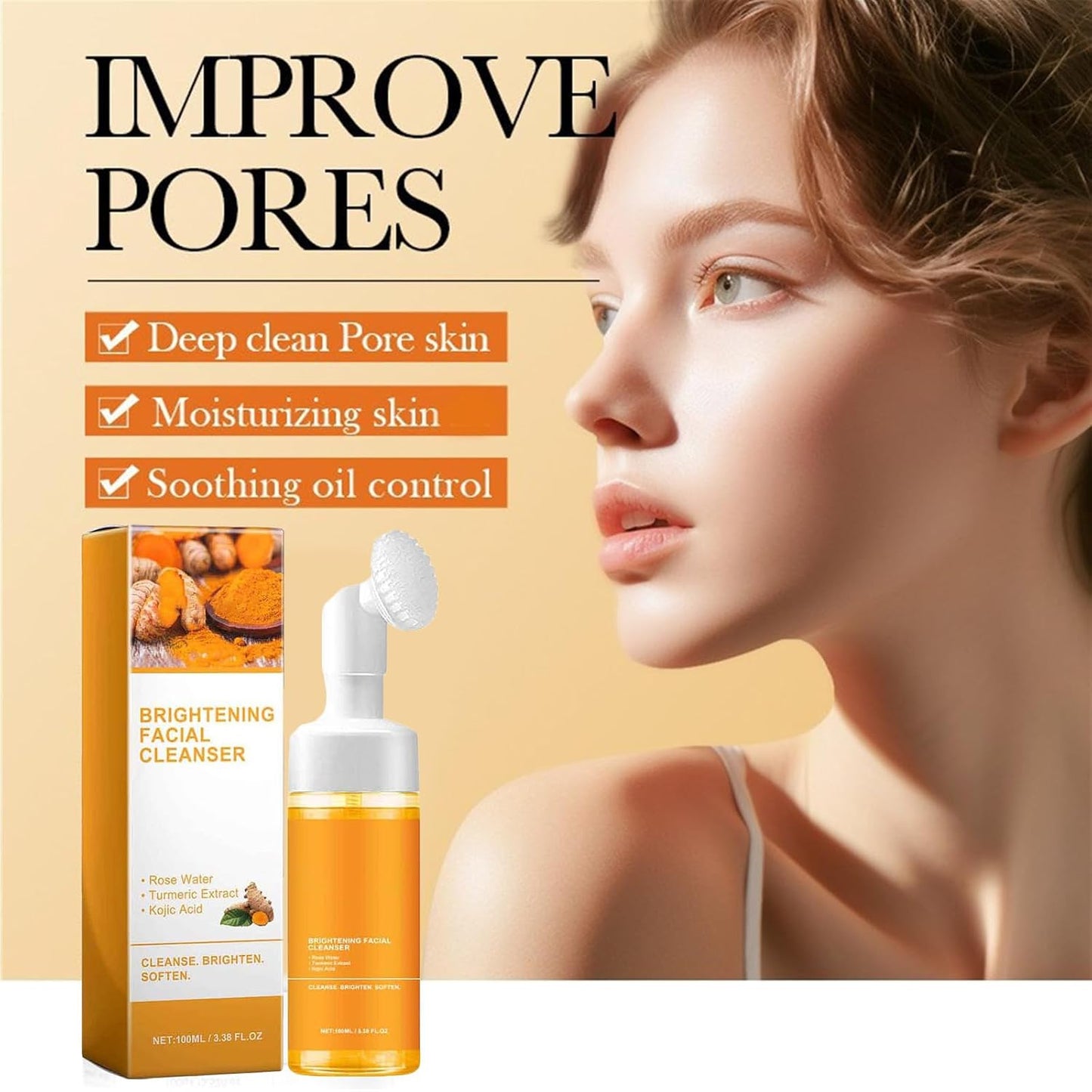 Deep cleansing Turmeric Brightening Facial SkincareCleanser, Comfort Deep Cleansing🧴