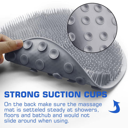 Back & Feet Cleaning Mat,Silicone Shower Foot Scrubber Pad,Shower Massage Soft Bristles Exfoliating Scrubber 🦶