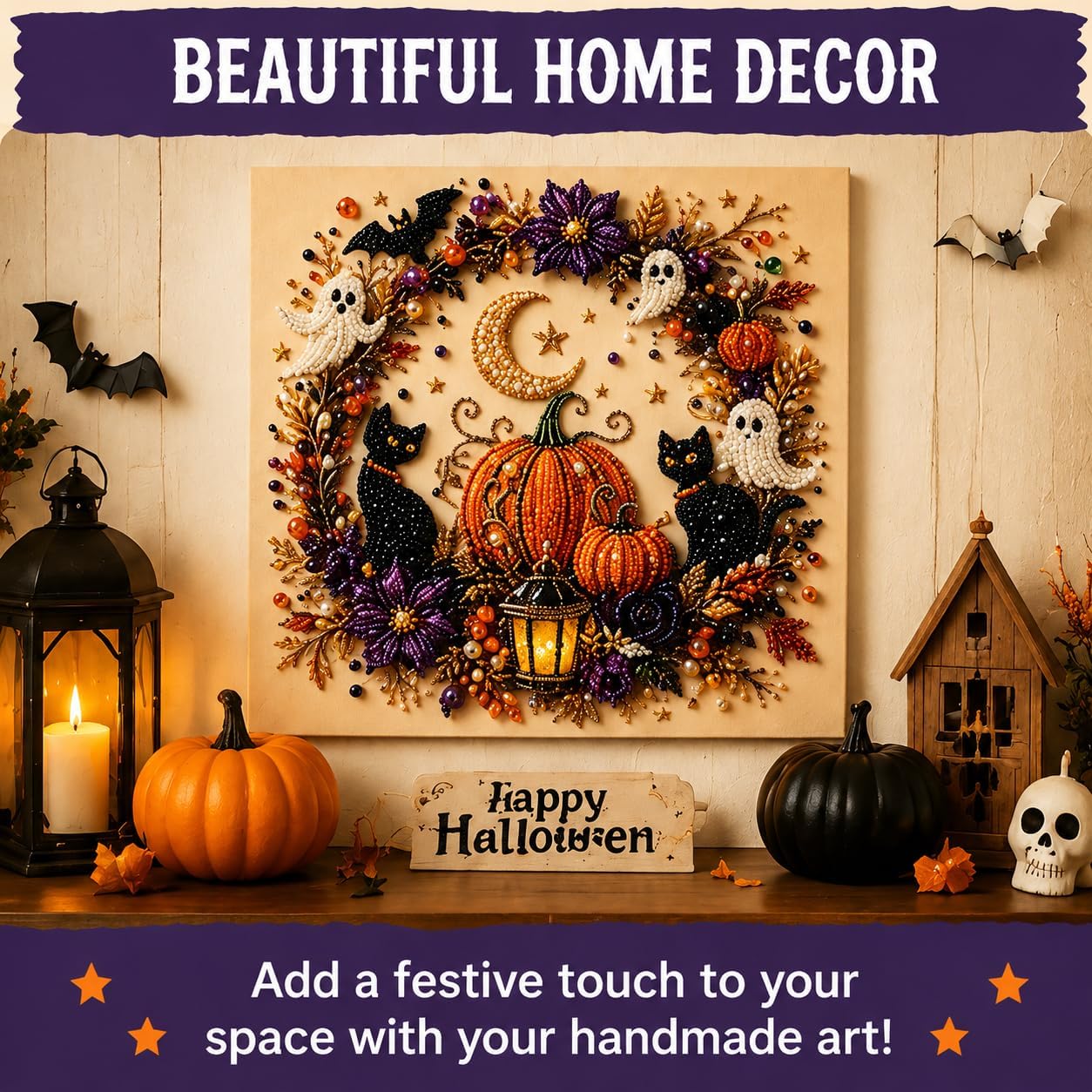 👻✨ Halloween Pearl Art DIY Kit – Turn Tiny Pearls into Spooky-Cute Magic