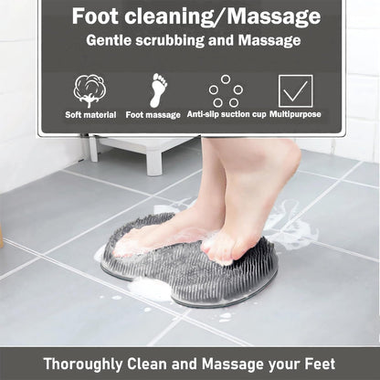 Back & Feet Cleaning Mat,Silicone Shower Foot Scrubber Pad,Shower Massage Soft Bristles Exfoliating Scrubber 🦶