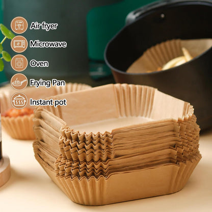 100Pcs Parchment Paper,Air Fryer Paper Liners, Air Fryer Liners Disposable for Microwave 📜