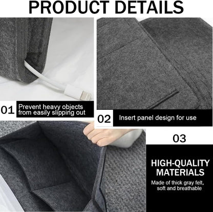 Bedside Caddy, 5 Pockets Felt Bedside Storage Organizer, Hanging Storage Organizer🛏️