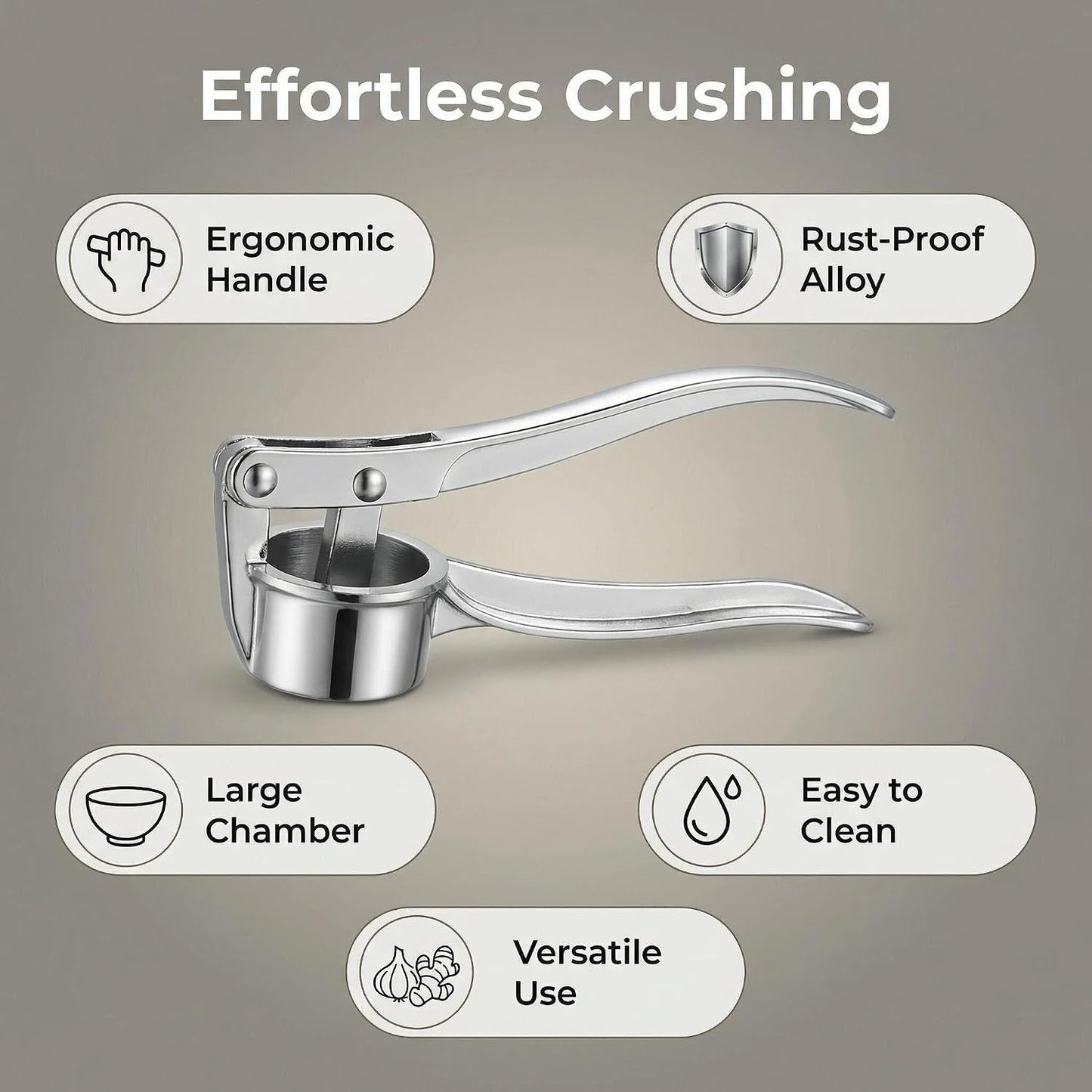 Stainless Steel Garlic Press, Heavy Duty Manual Garlic Crusher Tool 🧄
